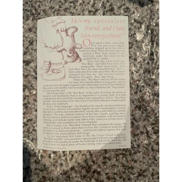 Edwin Knowles Porcelain Doll- "Boo Bear and Me" - Picture 10 of 10